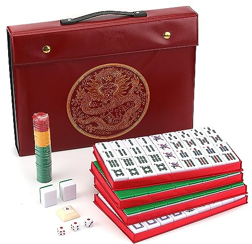 Mose Cafolo Chinese Mahjong Set X-Large 146 Numbered Melamine 1.5 Tiles with Travel Case, English Manual, Pro Complete Game (Majiang, Mah Jongg)