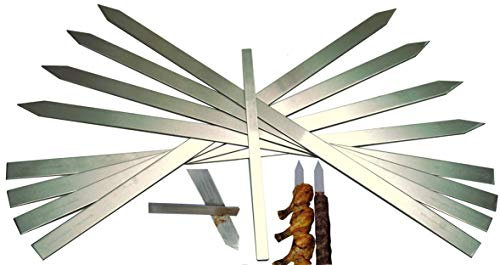 SHOPTADA Set of 8, Professional Stainless Steel Skewers, Long 24 x 1 Wide for Koobideh (Persian) Kabob, Brazilian/Tandoori BBQ (Set Includes Bonus Skewer Cleaner)