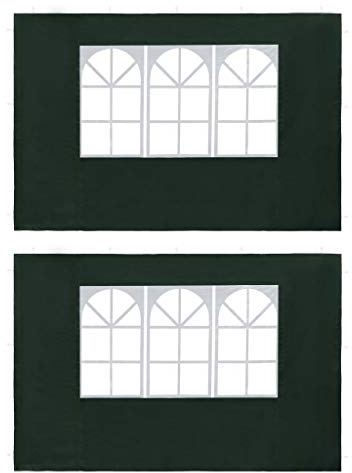 Festnight Partyzelt-Seitenwände 2 Stück mit Fenster PE Zeltzubehör Pavillon-Zubehör Weiß/Grün