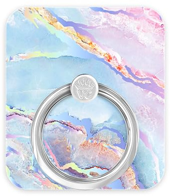 Velvet Caviar Cell Phone Ring Holder - Finger Ring & Stand - Improves Phone Grip Compatible with iPhone, Galaxy and Most Cases (Except Silicone/Leather) - Moonstone Holographic Pink Blue Marble