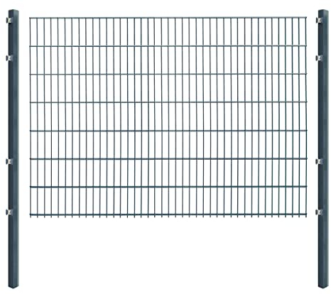 Doppelstabmattenzaun - Komplettset inkl. Pfosten (60x40mm) und Montagematerial - Verschiedene Längen und Höhen – Grün oder Anthrazit (L 12 m - H 143 cm, anthrazit)