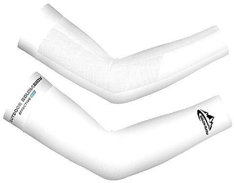 Arm Sleeves Kühlung Sommer Armwärmer Armlinge Ärmlinge Elastische Armstrumpf Rutschfest Nahtlose Armschützer Anti UV für Damen Herren Running Radsport Wandern Laufen Golf Basketball Fahren Weiß