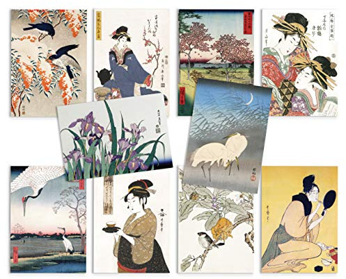 Japansk Ukiyo-e konst vykort set med 10 – vykortspaket träblock kort present (kort set 2)