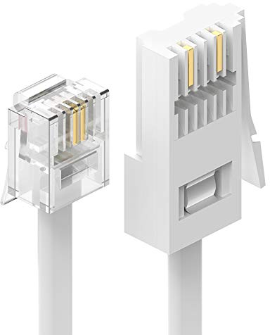 Ancable Telephone Cable Phone Cable for Landline ADSL Modem Cable 3M, BT Plug to RJ11 Male Broadband 6P2C 2-Pin Telephone Cable for BT UK Landline Phone Cord Home & Office Fax Modem