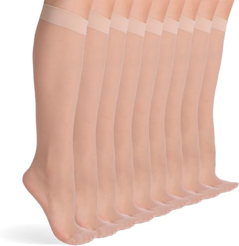 HA WA 9 Paia Gambaletti Donna, Nylon Calze Lungofino al Ginocchio 20 Denari Lisce Morbide