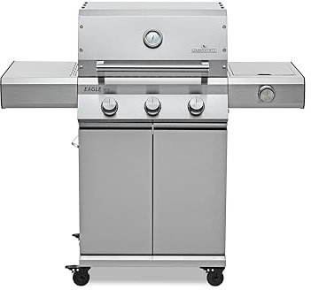GRANDSTATE 3-Brenner Gasgrill EAGLE 311 G mit Keramik-Infrarot-Steak-Brenner, Seitenkocher, Gusseisen-Grillrost, Gesamtleistung von 13,5 kW…