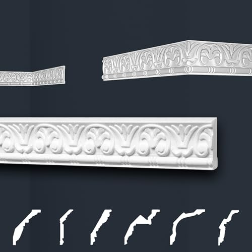 Marbet Deckenleisten weiß Sparpaket aus Styropor EPS - Stuckleisten gemustert, im traditionellen Design - (20 Meter B-10) Styroporleisten Zierprofile Stuck
