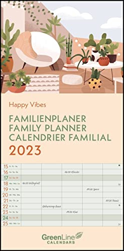 GreenLine Happy Vibes 2023 Familienplaner - Familien-Kalender - Wandkalender - 22x45
