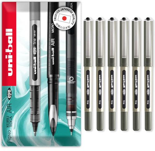 uni-ball EYE UB-157 0.7mm Tip Rollerball Pen - Black (Pack of 6)