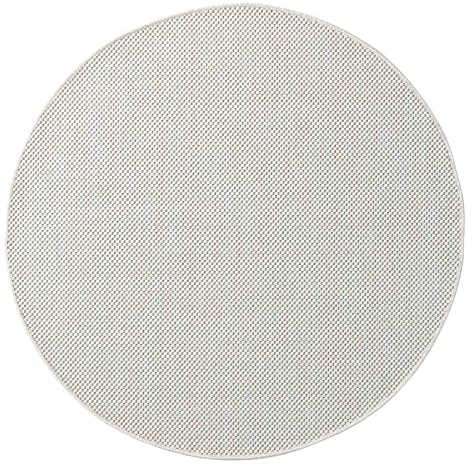 Taracarpet Outdoor Teppich Wetterfest Wohnzimmer Balkon Küchenteppich Flachgewebe Sisaloptik Einfarbig Uni Creme Weiss 120x120 cm rund