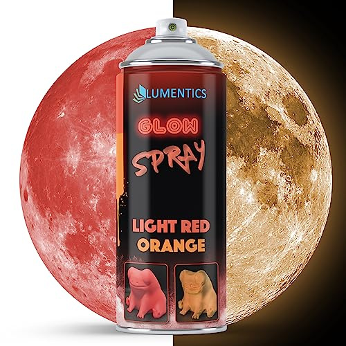 LUMENTICS Leuchtspray Hellrot - Farbspray mit Nachleuchteffekt - Leuchtet im Dunkeln - Aus Deutschland - 400 ml Sprühfarbe mit Zusatz-Cap