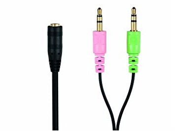 conecto 3,5 mm Klinken Headset Adapter 4-Pin Kupplung auf 2x 3-Pin 0,2 m | Vergoldete Kontakte für Audioübertragung von Laptop zu Headset, Mikrofon und Lautsprecher mit 3,5 mm Klinke