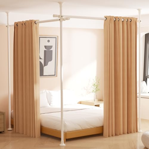 Asta divisoria per tende senza foratura, 1,2-3 m (altezza) 71,1-289,6 cm (larghezza) regolabile, resistente, da pavimento a soffitto, asta di tensione – senza danni per divisorio spaziale, bianco