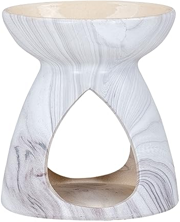 levandeo Lámpara aromática de cerámica, aspecto de mármol, color negro y blanco, lámpara de aceite, lámpara de aroma, decoración de mesa
