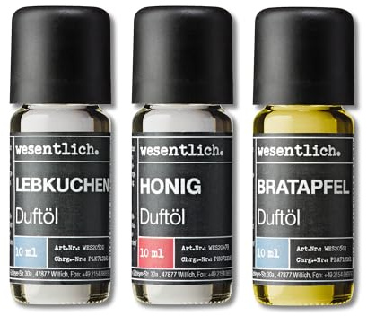 wesentlich. Duftöl Set - harmonische Duftkompositionen für Duftlampe, Diffuser und Kerzen – Lebkuchen, Honig, Bratapfel