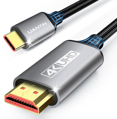 UANTIN USB C to HDMI Cable 1M for Home Office 4K High-Speed | USBC to HDMI Braided Cord [Thunderbolt 3/4/5 Compatible] with MacBook Neo, Galaxy S9 to S25, iPhone 17 Pro/Max, iPad, Surface