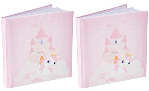 Hama Kinderalbum (Fotoalbum mit 50 weißen Seiten, Fotobuch zum Selbstgestalten und zum Einkleben, Album für Mädchen mit Prinzessin-Motiv) rosa (Packung mit 2)