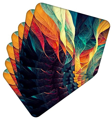 MG Design Set aus 8 Kork-Platzsets – Coloroful Abstraction 1 – 30 x 40 cm – hitzebeständig & abwischbar, mit Korkrückseite