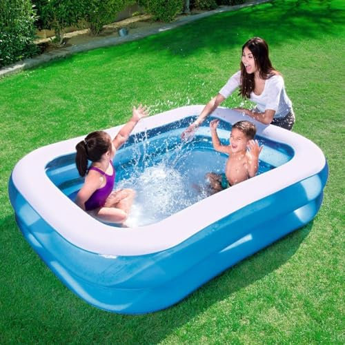 Inflatable Paddling Pool for Adults - Oval Swim Centre - Swimming Pool For Kids - Large Inflatable Lounger (262x175x50cm)