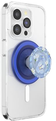 PopSockets PopGrip for MagSafe, Magnetic Phone Grip & Stand, Swappable Top, Secure Grip for iPhone MagSafe Cases, Kickstand for Hands-Free Viewing, Wireless Charging Compatible - Blue Fields