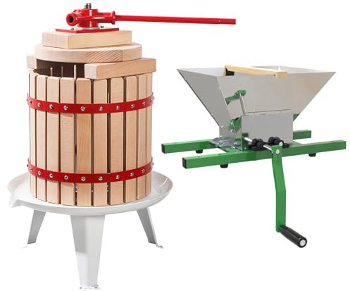Fruit Crusher and Fruit Wine Press Manual Cider Maker - Stainless Steel Juicer Grinder for Apples, Grapes, Berries - 12L Capacity