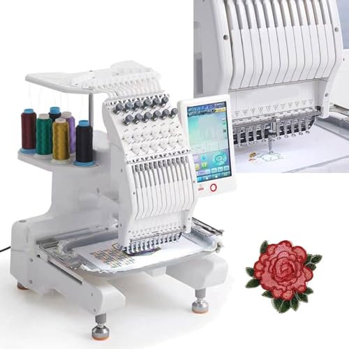 XDLYWUZIQ Computergesteuerte Näh- Und Stickmaschine, Professionelle Nähmaschine, Einzelnadel/Linie/Kopf-Maschine, 20 X 30 cm Große Stickfläche Und 1000 U/Min Geschwindigkeit