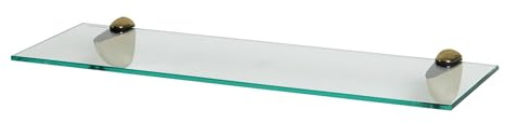 Harbour Housewares Schwebendes Badezimmerregal aus Glas - 60cm - Klar/Gold - 1x Wandmontage Küche Schlafzimmer Dusche Zimmer Dekor Caddie Handtuch Lagerung Veranstalter Regale Gestell mit Klammern