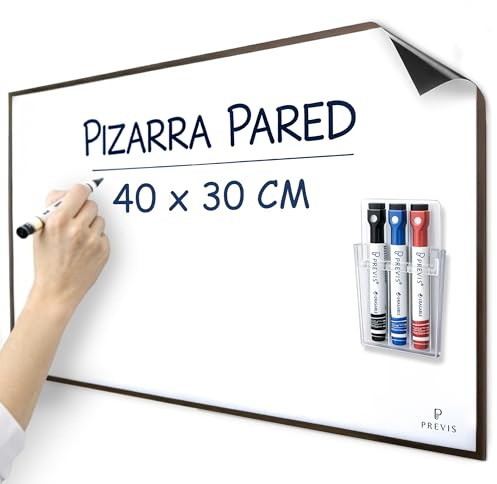 PREVIS Lavagna Magnetica Adesiva da Parete Cancellabile A3 40X30CM con 3 Pennarelli - Foglio Lavagna Cancellabile per Cucina, Camera, Ufficio, Garage... Non Danneggia le Pareti