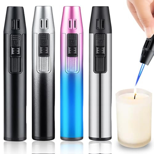 Jetflamme, accendino a gas, ricaricabile, regalo per uomini, accendino tempesta, antivento, lungo, elettrico, per candele, barbecue, cucina, camino (senza gas)