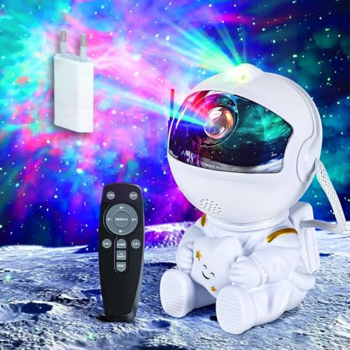 ANAWA Astronauta Proyector de Galaxias con Mando a Distancia y Enchufe Incluido – Proyector de Estrellas y Nebulosa para Iluminación de Dormitorio y Ambiente – Regalo ideal para todas las edades
