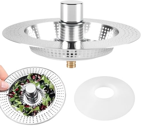 Abflusssieb Edelstahl für Waschbecken, 76-86mm Universal Abflussstopfen mit Dichtung, Stöpsel für Spülbecken Küche Badezimmer, Abflusssieb Dusche Bodenabfluss