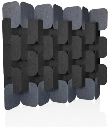 hjh OFFICE Akustik Trennwand 164x174 cm FLEXMIUT Plug 6er Set Stehwand erweiterbar, dekorativer Sichtschutz, Grau/Dunkelgrau