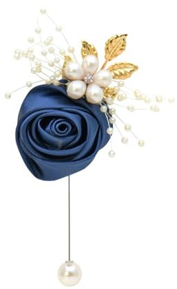 Brosche für Hochzeit, Abschlussball, Ansteckblume für Zeremonie, Bankett, Hochzeit, Boutonniere, Bräutigam, Bräutigam, Braut, Knopfloch, Blumen, Ansteckblume, Orange_1PCS, Kunstfaser