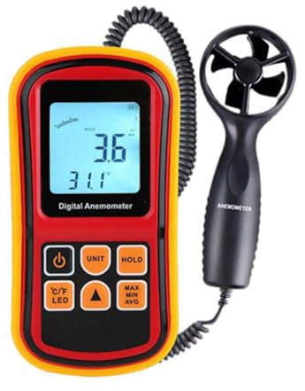 Yominerr Anémomètre Numérique GM8901, Indicateur de Vitesse Du Vent, Mesure de la Température, Thermomètre Portable 45 M/S.