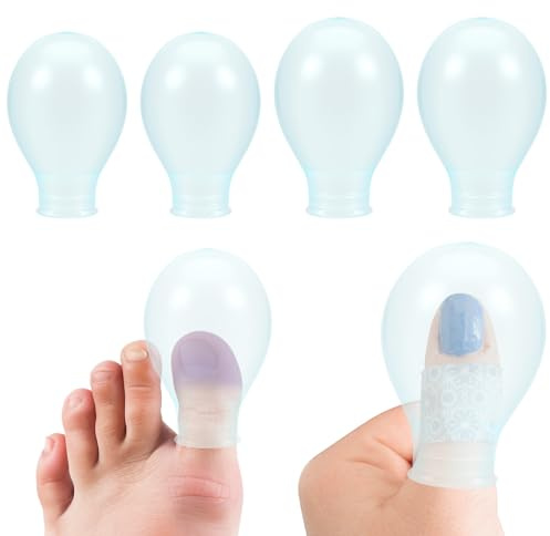 Hpmjz Lot de 4 protège-orteils et doigts imperméables en silicone - Réutilisables - Protection contre les déchirures des doigts - Pour le bain, la pédicure, la manucure, le soin des ongles (2 grands