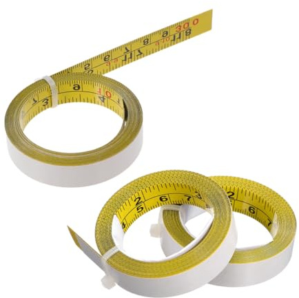 SEWACC 3roll Self-adhesive Tape Measure Adhesive Measure Tape Woodworking Ruler Measuring Sticker Measuring Ruler for Woodworking Yellow Stainless Steel