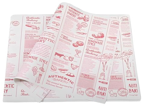 100 Backpapier Zeitungsoptik, Butterbrotpapier, Fingerfood, Blätter Deli Papierblätter, Pommes Papier für Korb, Umweltfreundliches Backpapier, Burger Wrap Papier für Burger, Butterbrot
