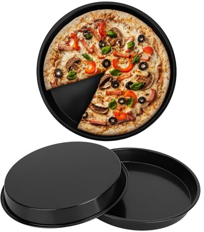 WENLISELL 3 PCS Pizza Baking Tray Non Stick, Round Pizza Pan 12 inch | Carbon Steel, Pizza Oven Trays, For Oven, Baking