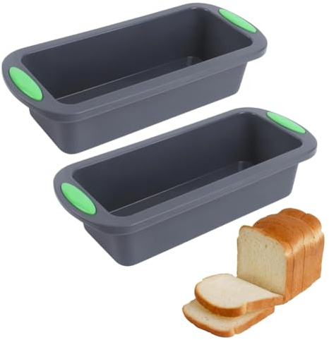FARYODI 2 stycken silikonform brödbakform, 28 x 12,5 x 6 cm liten lådform, tårta, anti-självhäftande bakform, lådform för kakor och bröd, brödformar för bakning, ljusgrå