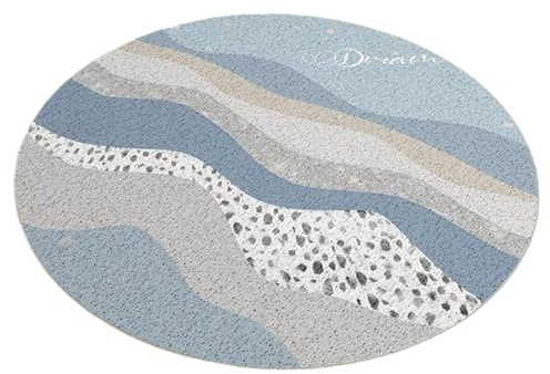 Grtheenumb Alfombra de Ducha Antideslizante | Alfombra de Ducha Redonda, Antideslizante de 24 Pulgadas, Piso de Secado rápido con Orificios de Drenaje, esteras de Masaje de lufa para el Interior