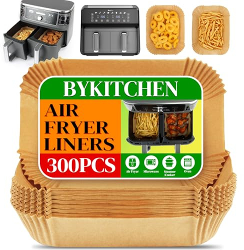 BYKITCHEN Disposable Air Fryer Paper Liners for Ninja Dual, 300 Count