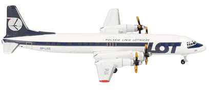 Herpa modellflygplan LOT Polish Airlines Ilyushin IL-18 (sen färgsättning), miniatyr i skala 1:500, samlarobjekt, flygplansmodell utan stativ, metall
