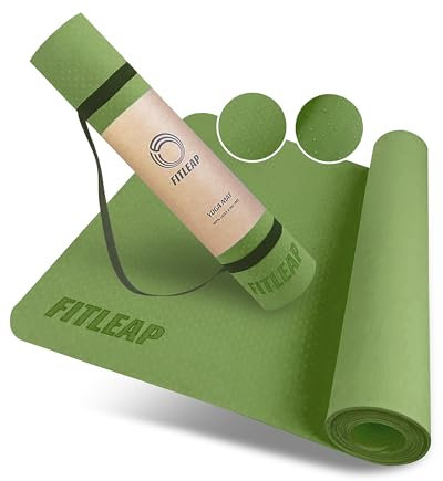 Fitleap Yoga Matte Pro aus umweltfreundlichem TPE-Schaum, sehr rutschfeste, schadstofffreie, hypoallergene und hautfreundliche Pilates Matte, Fitness Matte & Gymnastikmatte
