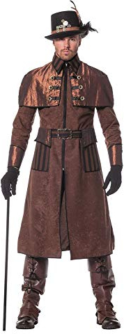 shoperama Steampunk Herren Mantel Braun/Schwarz Kostüm Jacke viktorianisch Industrial hochwertig, Größe:50