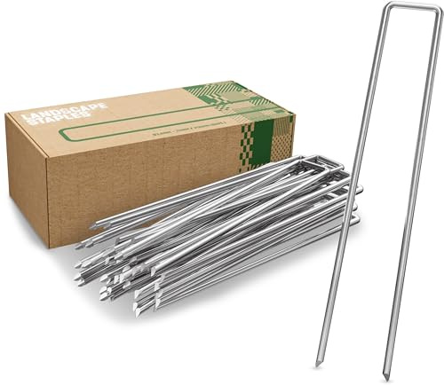 GardenGloss Heavy Duty Garden Steel Pegs - 200 x 25 mm, Ø 3.8 mm | Strong Metal Pegs for Membrane, Netting and Fence - Anti-Rust Landscape Staples