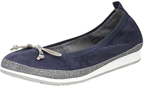 Fitters Footwear That Fits Damer Ballerina Celine mikrofiber komfort ballerina med rosett midja extra stor (EU,), - Mörkblå - 42 EU