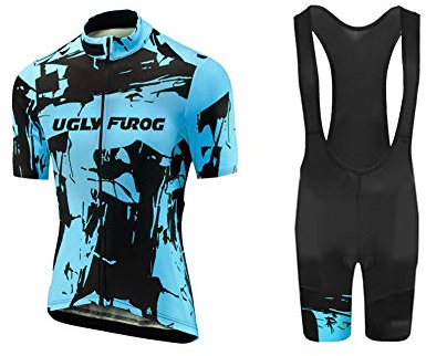 UGLY FROG Radtrikot Damen Kurzarm Fahrradbekleidung Set Outdoor Sports Radfahren Jersey + Radfahren Latzhose Shorts im Sommer