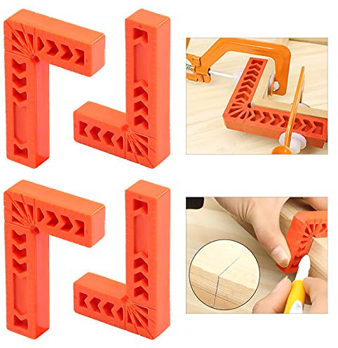 Glarks 4Pcs 3/80mm 90 Degree Positioning Squares, Right Angle Corner Clamps for Woodworking, Picture Frames, Boxes, Cabinets or Drawers, L-Type Right Angle Ruler, Carpenter Tool (3''/80mm)