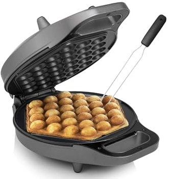 Piastra per waffle a bolle per uova, Ø 20 cm, 700 Watt, con forchetta per waffle, per una facile rimozione delle cialde