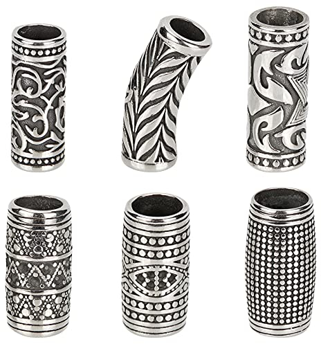 Perlen 6 Stk. 304 Edelstahl perlen, 9mm Großes Loch Spalte Abstandshalter Perlen Rohr 304 Edelstahlperlen Für Halskette Armband DIY Schmuckherstellung
